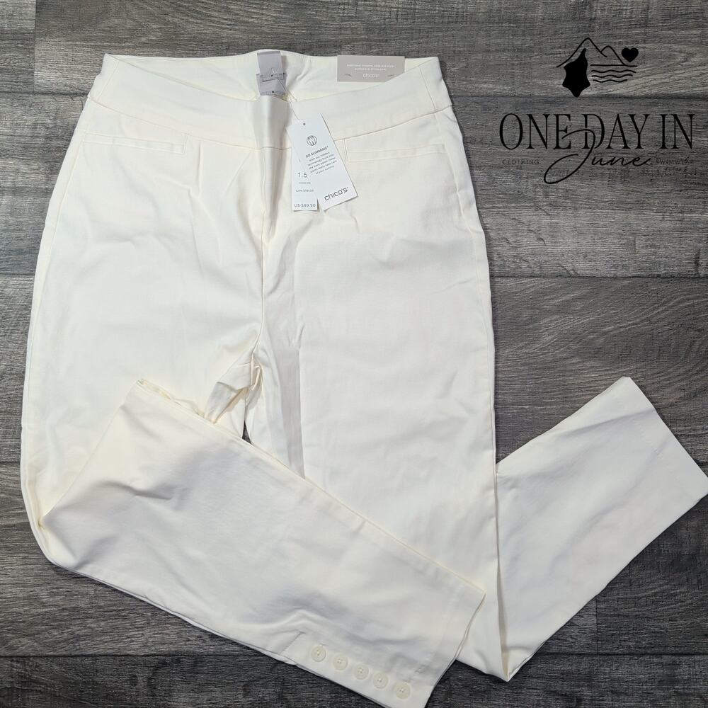 Chico's So Slimming Brigitte Slim Leg Crop Pants White NWT Size Chico's 1.5 (10)
